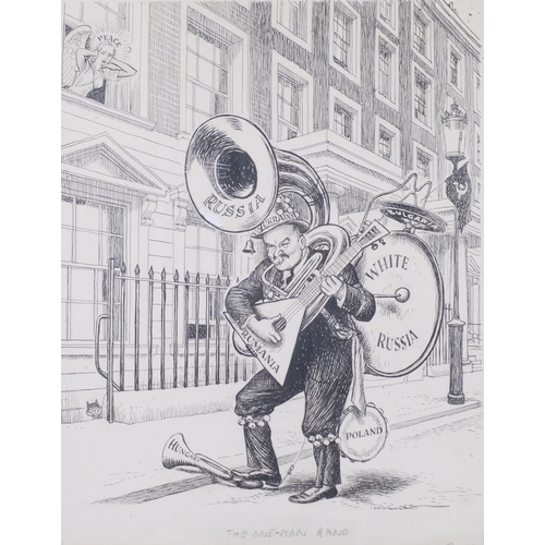 705 - Leslie Gilbert Illingworth (1902 - 1979), The One Man Band, original pen and ink political cartoon, ... 