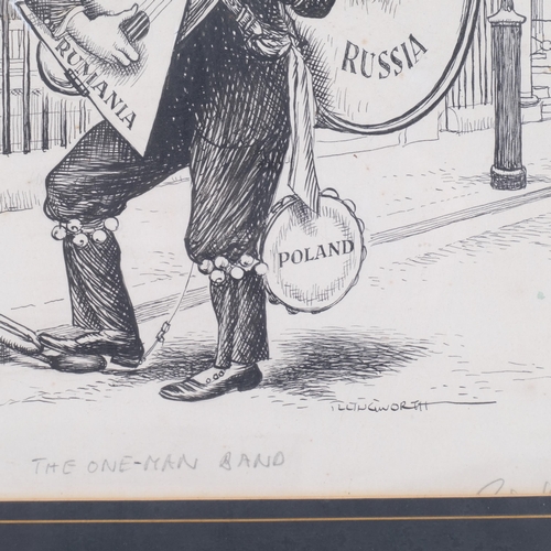 705 - Leslie Gilbert Illingworth (1902 - 1979), The One Man Band, original pen and ink political cartoon, ... 