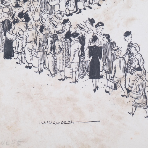 717 - Leslie Gilbert Illingworth (1902 - 1979), 2 untitled political caricature drawings, 34cm x 28cm, 1 f... 