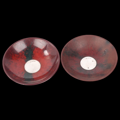 1751 - A pair of George V silver-mounted Bakelite pin dishes, Charles Horner, Chester 1926, 8.5cm