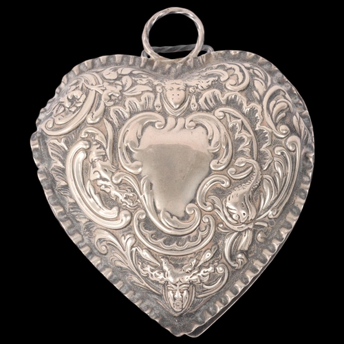 1752 - A late Victorian silver heart desk paperclip, Williams Comyns & Sons, London 1898, 9cm, 2.5oz