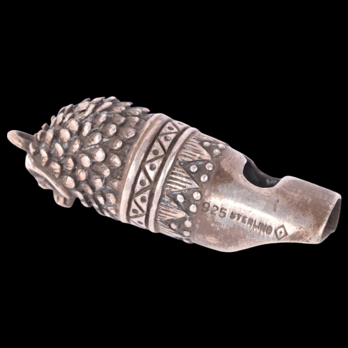 1760 - A novelty sterling silver owl whistle, 4cm