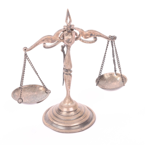 1766 - A pair of Egyptian silver miniature balance scales, 10cm, 1.7oz