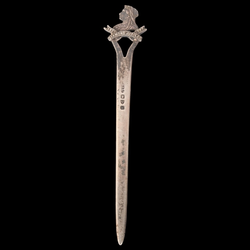 1780 - A late Victorian silver 'Diamond Jubilee' letter opener, Stokes & Ireland Ltd, Chester 1896, 11.5cm,... 