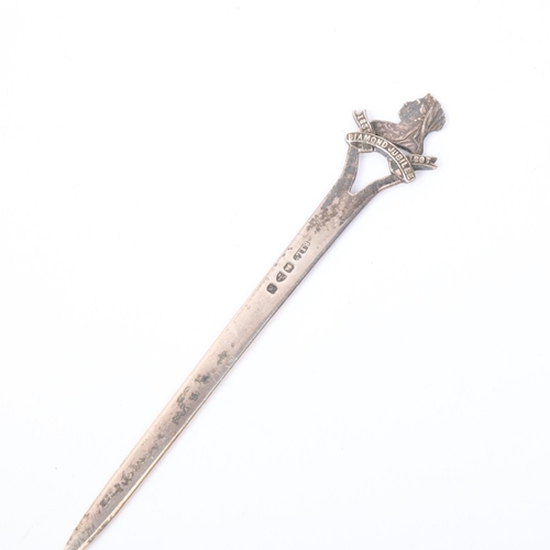 1780 - A late Victorian silver 'Diamond Jubilee' letter opener, Stokes & Ireland Ltd, Chester 1896, 11.5cm,... 