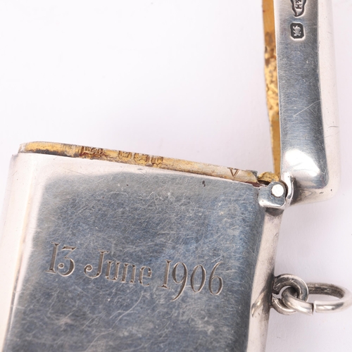 1792 - A late Victorian novelty silver 'Charleys Aunt' Vesta case, Walker & Hall, Sheffield 1895, relief em... 