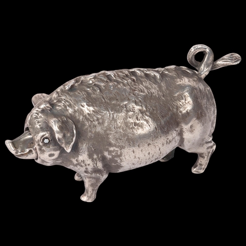 1805 - A rare Art Deco cast silver plated 'Hog' butcher's table bell, circa 1920, length 17cm