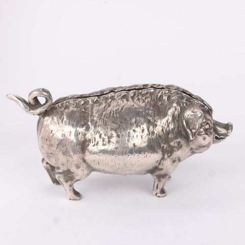 1805 - A rare Art Deco cast silver plated 'Hog' butcher's table bell, circa 1920, length 17cm