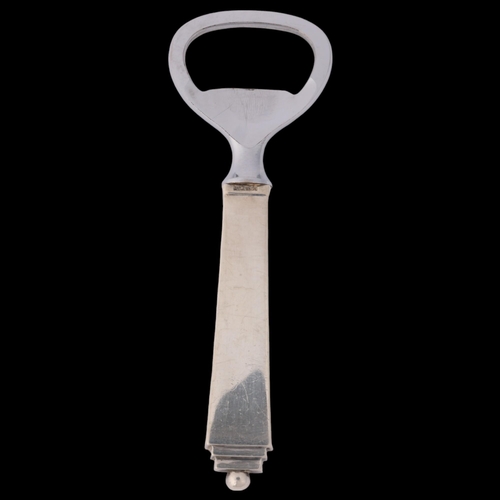 1806 - GEORG JENSEN - a Danish modernist sterling silver 'Pyramid' pattern bottle opener, 11cm