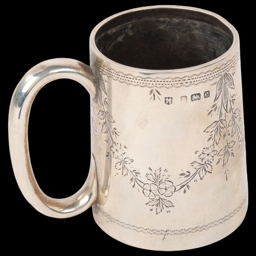 1835 - An Edwardian silver christening mug, A&J Zimmerman Ltd, Birmingham 1904, tapered cylindrical form wi... 