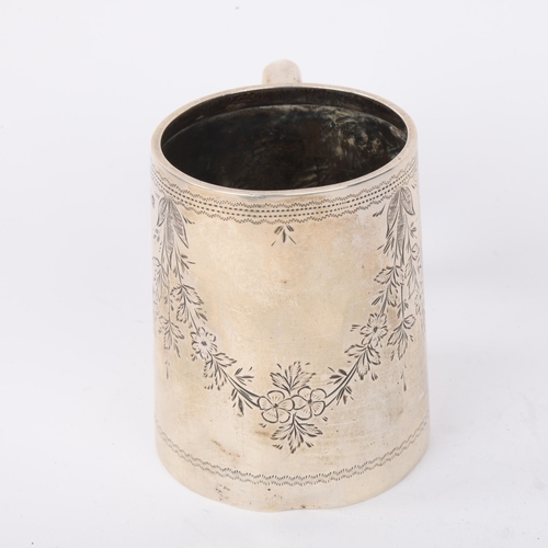 1835 - An Edwardian silver christening mug, A&J Zimmerman Ltd, Birmingham 1904, tapered cylindrical form wi... 