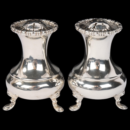 1839 - A pair of George V silver baluster pepperettes, Atkin Brothers, Sheffield 1918, 6cm, 3.1oz total