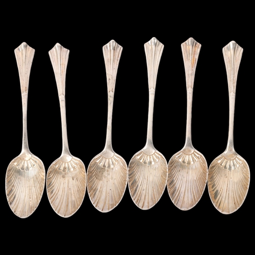 1852 - A set of 6 Victorian silver Albany pattern teaspoons, Wakely & Wheeler, London 1895, 10.5cm, 2.1oz t... 