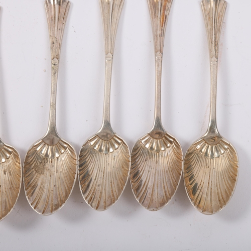 1852 - A set of 6 Victorian silver Albany pattern teaspoons, Wakely & Wheeler, London 1895, 10.5cm, 2.1oz t... 