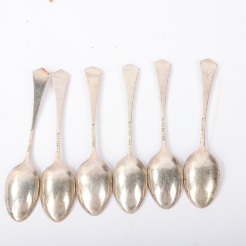 1852 - A set of 6 Victorian silver Albany pattern teaspoons, Wakely & Wheeler, London 1895, 10.5cm, 2.1oz t... 