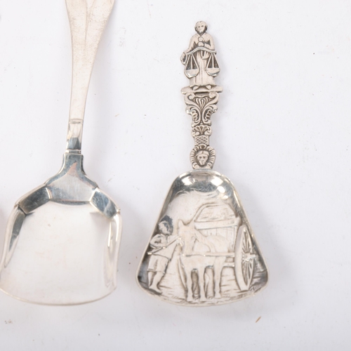 1857 - 3 Danish silver tea caddy shovel spoons, makers include Carl M Cohr, largest 11.5cm, 1.2oz total (3)