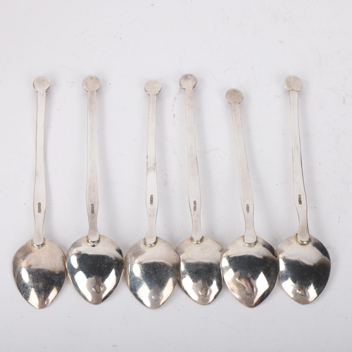 1859 - A set of 6 Arts and Crafts silver amethyst teaspoons, no maker, 12cm, 2.6oz total