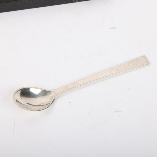 1867 - EVALD J NIELSEN - a set of 6 Danish modernist silver coffee spoons, 11cm, 2.4oz total