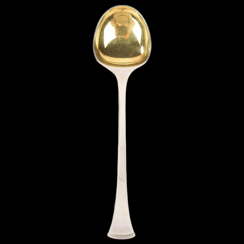 1868 - HANS HANSEN - a Danish modernist sterling silver Kristine pattern serving spoon, plain stylised form... 