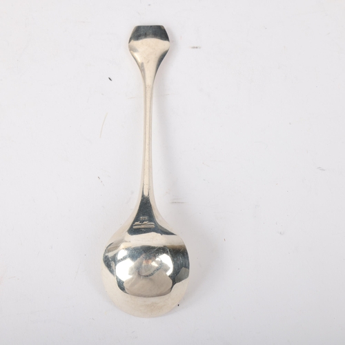 1870 - HANS HANSEN - a Danish modernist sterling silver preserve spoon, plain stylised form, 13.5cm, 1oz