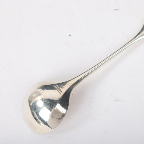 1870 - HANS HANSEN - a Danish modernist sterling silver preserve spoon, plain stylised form, 13.5cm, 1oz