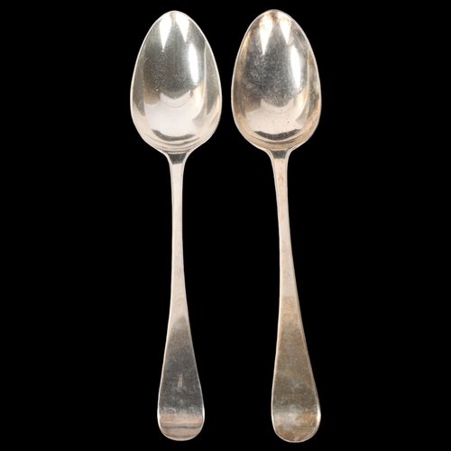 1874 - A pair of George III silver Old English pattern tablespoons, Chawner & Co, London 1819, 22.5cm, 4oz ... 