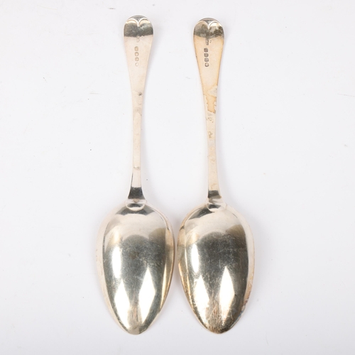 1874 - A pair of George III silver Old English pattern tablespoons, Chawner & Co, London 1819, 22.5cm, 4oz ... 