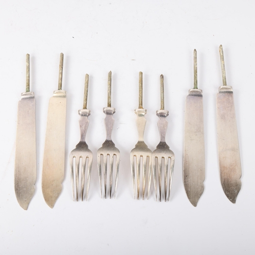 1875 - A set of George V silver fish knife and fork blades for 4 people, Atkin Brothers, Sheffield 1929, kn... 