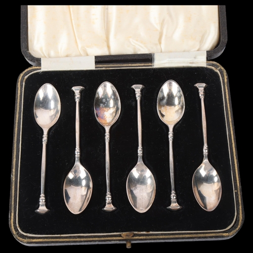 1883 - A cased set of 6 George V silver teaspoons, Barker Brothers Silver Ltd, Birmingham 1934, 10.5cm, 2.9... 