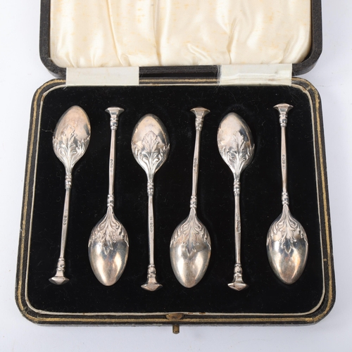 1883 - A cased set of 6 George V silver teaspoons, Barker Brothers Silver Ltd, Birmingham 1934, 10.5cm, 2.9... 