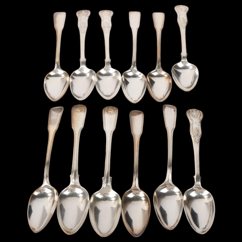 1889 - A group of George III and Victorian silver dessert spoons, makers including George Jamieson of Aberd... 