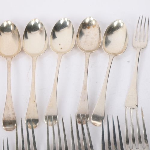 1891 - Various 19th century silver Old English pattern cutlery, makers include William Chawner, comprising ... 