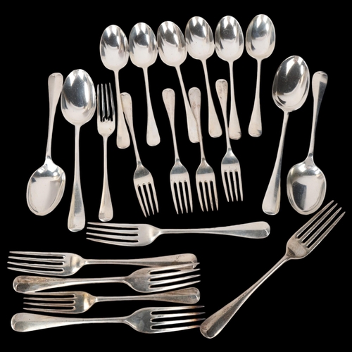 1893 - A group of George V silver Rattail pattern cutlery, Walker & Hall, Sheffield 1910, comprising 5 dinn... 