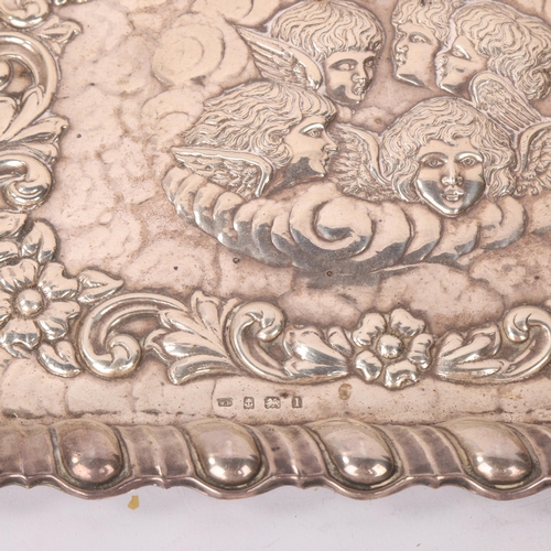 1900 - A George George silver 'Reynolds Angel's Heads' dressing table tray, William Devenport, Birmingham 1... 