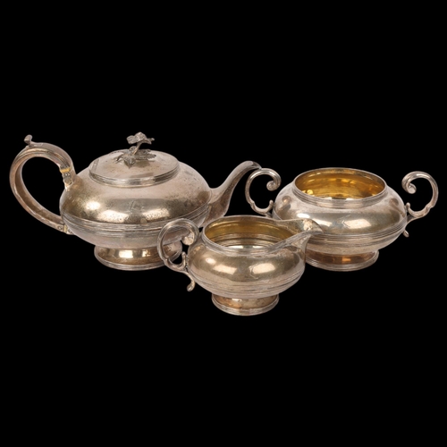 1903 - A George IV silver 3-piece tea set, Michael Starkey, and Emes & Barnard, London 1822 and 1824, circu... 