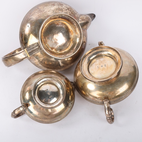 1903 - A George IV silver 3-piece tea set, Michael Starkey, and Emes & Barnard, London 1822 and 1824, circu... 