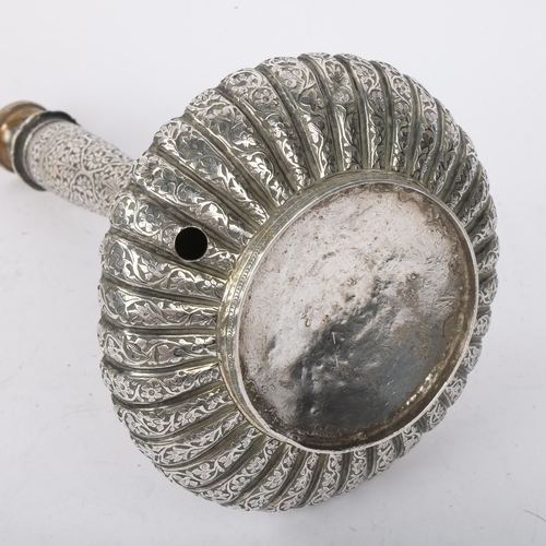 1906 - An Indian silver Surahi water flask converted to table lamp, Kashmir late 19th century, allover reli... 