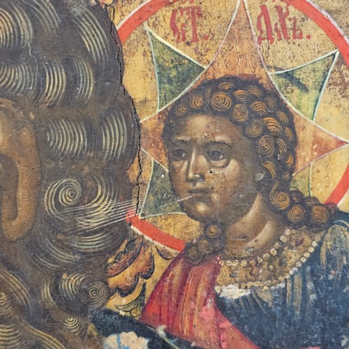 22 - Antique Russian icon, oil on wood panel depicting St John The Evangelist, 50cm x 38cm