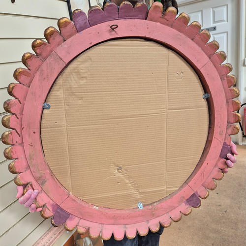 326 - A large circular wall mirror, in a carved giltwood acanthus leaf frame, diameter 85cm