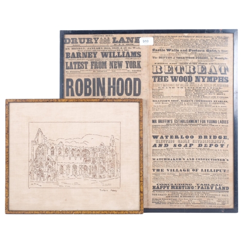 548 - A framed Theatre Royal Drury Lane poster dated January 24th 1859, advertising Robin Hood, framed, 51... 