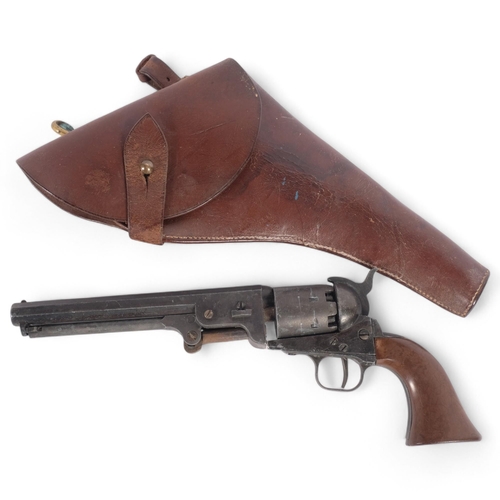 40 - A Vintage brown leather holster, and a replica of a 1849 Colt NAVY .36 cal. (a/f)