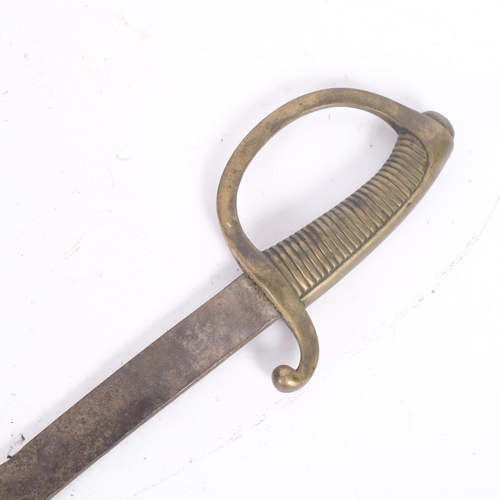 43 - An Antique French Infantry sabre, with a one-piece brass hilt, overall length 84cm