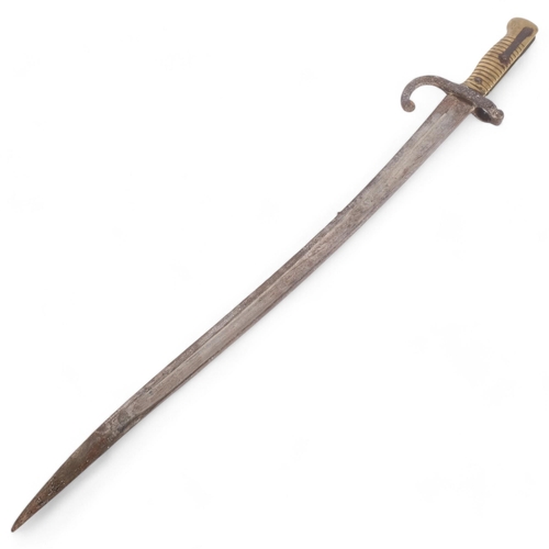 44 - An 1866 pattern French Chassepot bayonet, L70cm