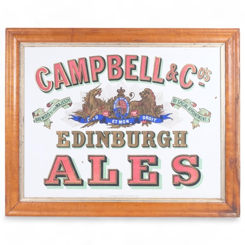 49 - BREWERYANA - a Campbell & Co's Edinburgh Ales advertising signed, maple-framed, 61cm x 76cm overall