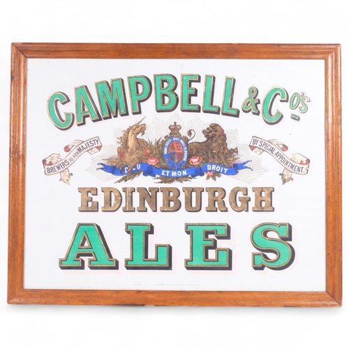 50 - BREWERYANA - a Campbell & Co's Edinburgh Ales advertising sign, maple-framed, 56cm x 71cm overall