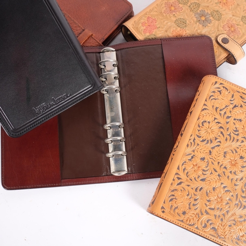 60 - A group of 5 bespoke-made embossed leather Filofax binders, all from the workshop of saddlemaker Bri... 