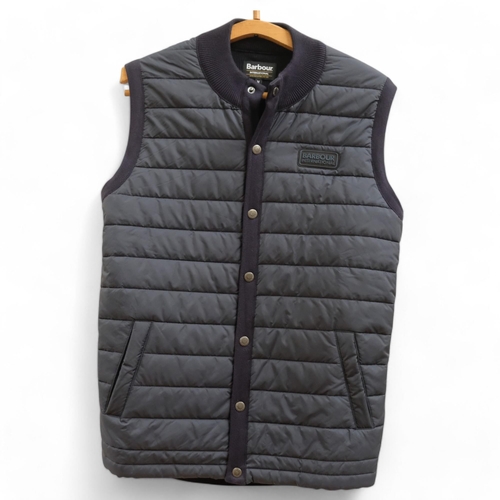 121 - Barbour International, a blue quilted front and back knitted gilet, size M