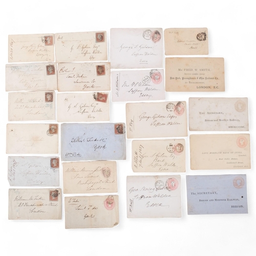 131 - A group of 19th century addressed envelopes and letters, some with Penny Red stamps, various address... 