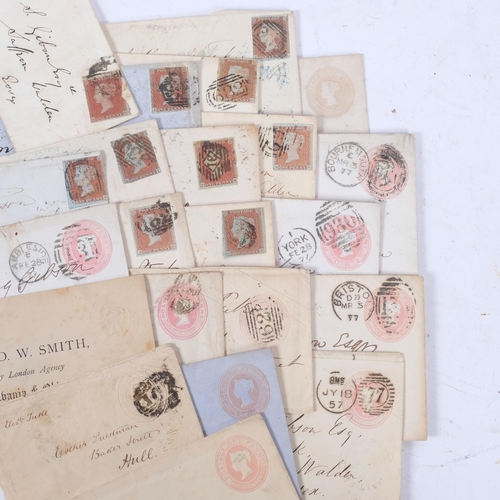 131 - A group of 19th century addressed envelopes and letters, some with Penny Red stamps, various address... 