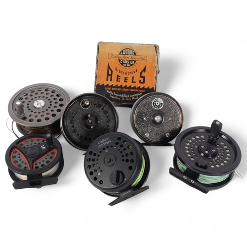 141 - A group of fly fishing reels, including Leeda, a JW Young & Sons Pridex, System 2, etc (6)